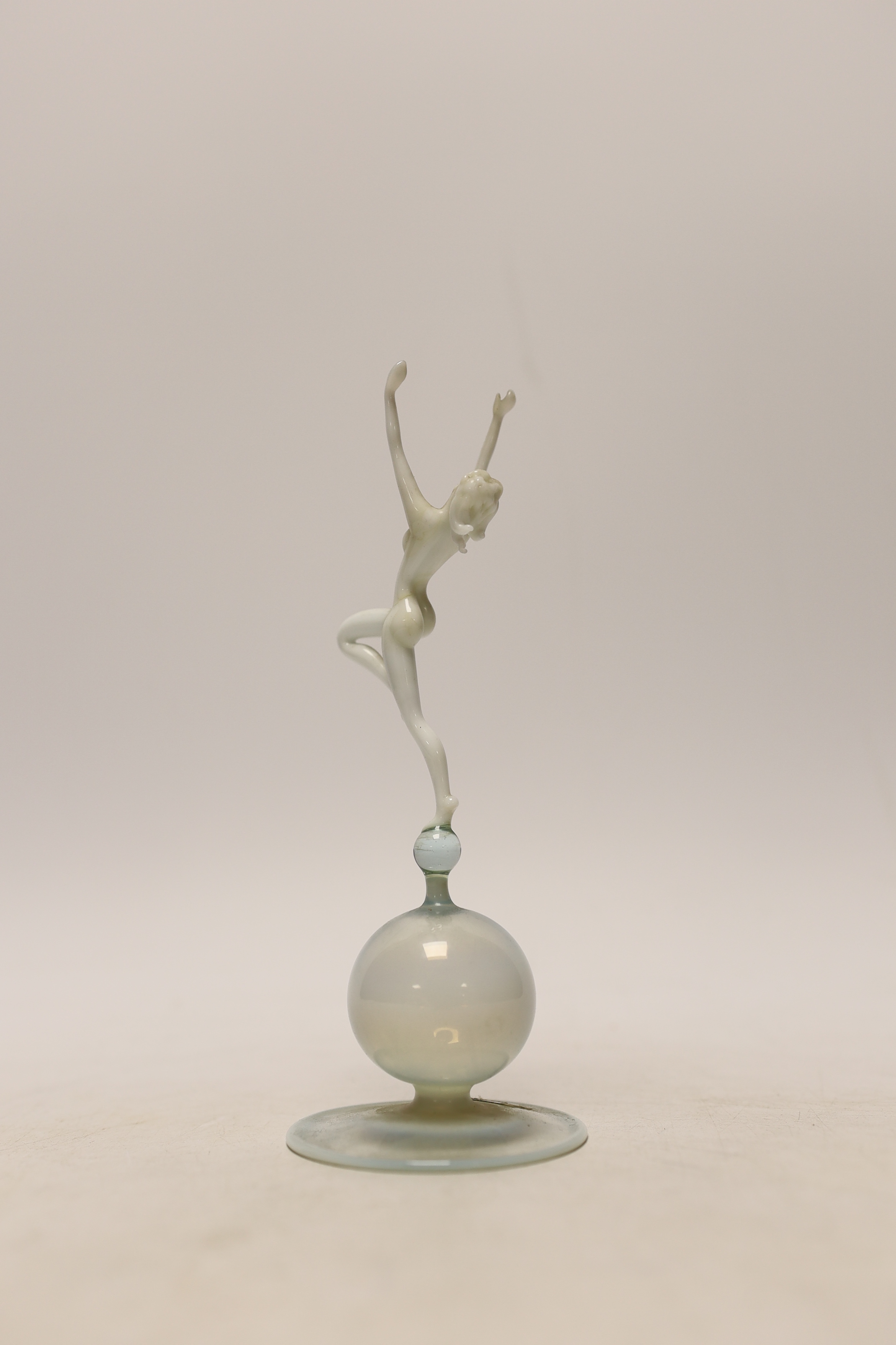 An Art Deco opalescent glass dancing figure, possibly Italian